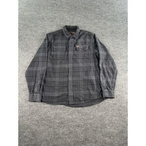 Orvis Shirt Men Extra Large Gray Cotton Blend Flannel Check Collared Button Up